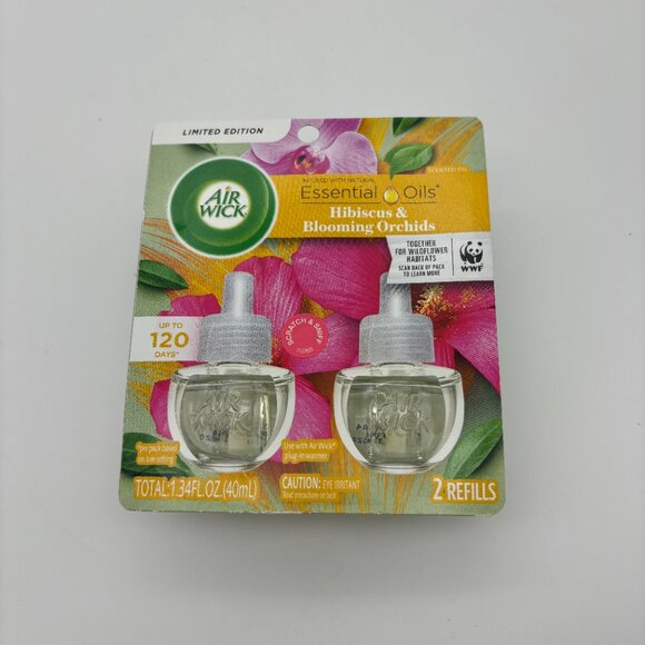 Air Wick Plug In Scented Oil Refills Hibiscus Blooming Orchids Limited Edition - Picture 1 of 2